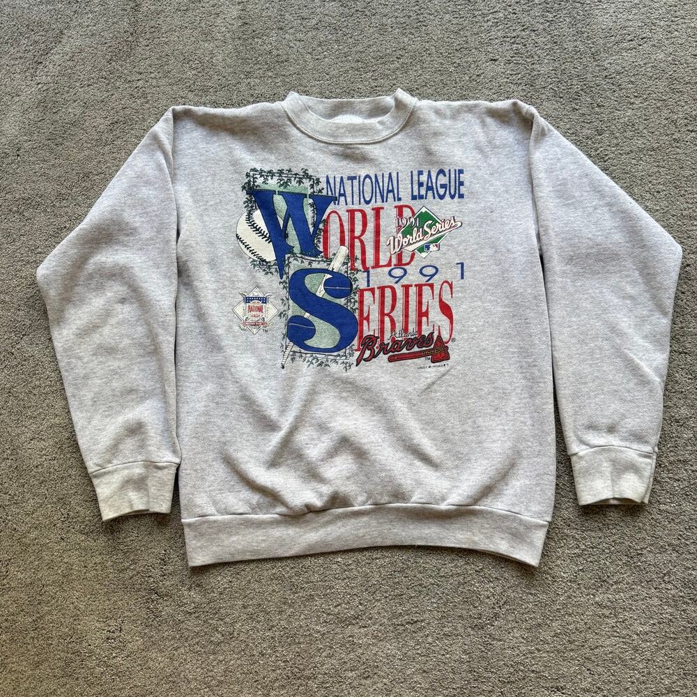 1991 World Series Atlanta Braves Sweater Tultex Vintage Minnesota Twins Large